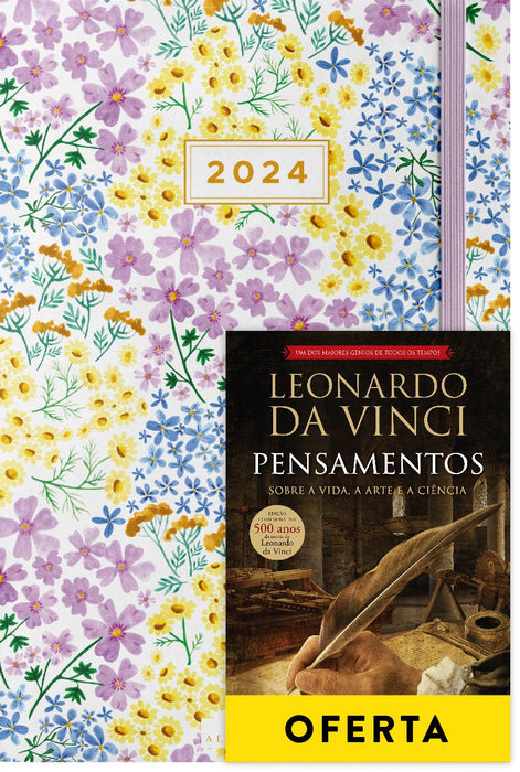 Agenda Semanal Jardim 2024 + Pensamentos de Leonardo Da Vinci - Alma dos Livros