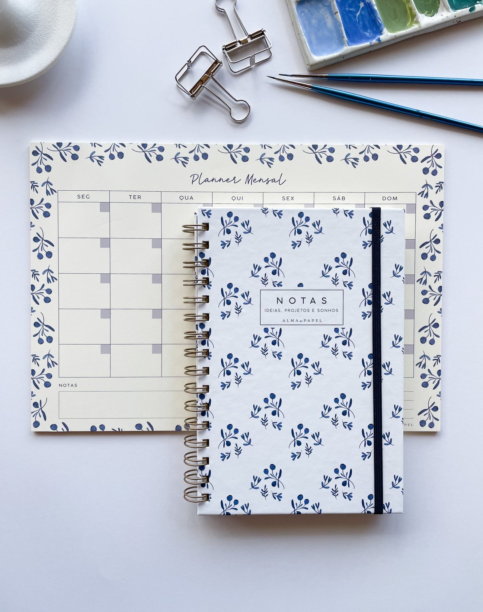 Pack Caderno e Planner Azulejo - Alma dos livros