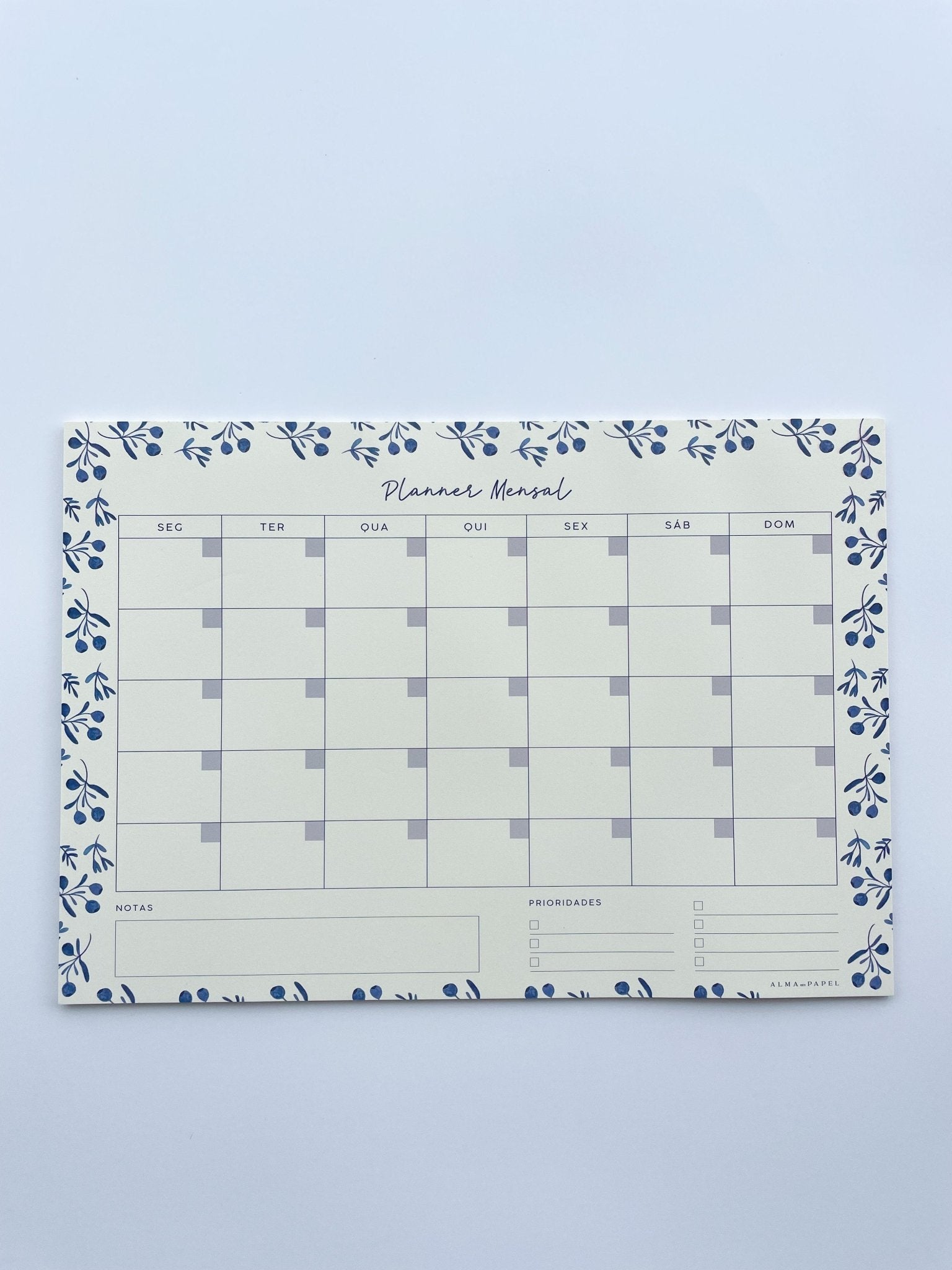 Planner Mensal Azulejo - Alma dos livros