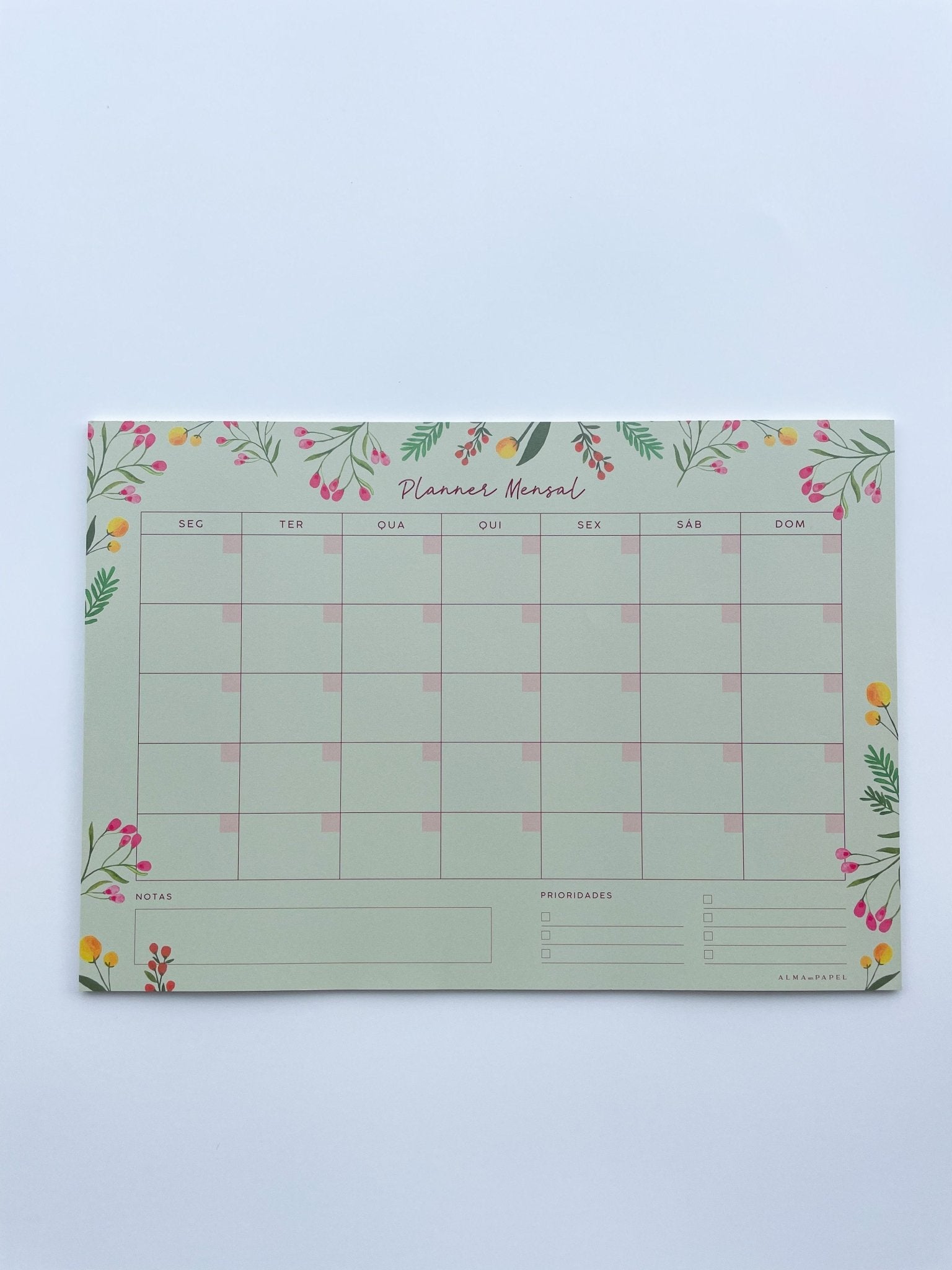 Planner Mensal Silvestre Verde - Alma dos livros