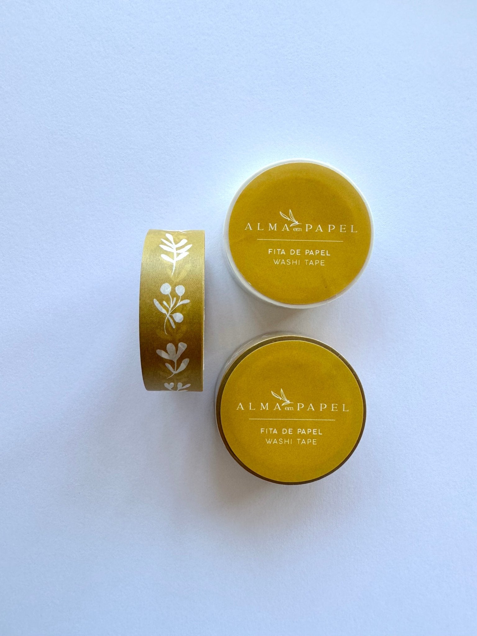 Washi Tape/Fita de Papel Azulejos Mostarda - Alma dos Livros